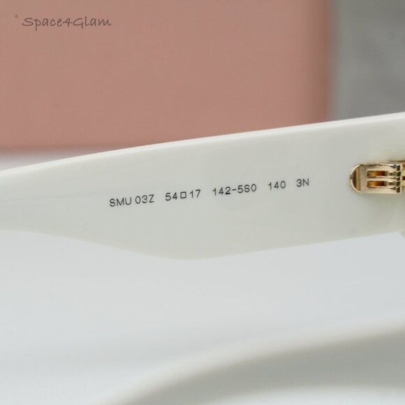 BRAND NEW Miu Miu MU03ZS 1425S0 White Dark Gray Cat Eye Women Sunglasses MU 03ZS main image 5